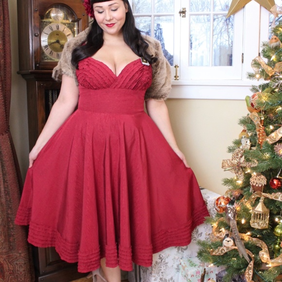 Trashy Diva Candice Gwinn Crimson Deb Retro Style Dress - Picture 1 of 9